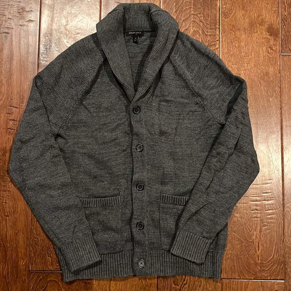 Banana Republic Factory Shawl Collar Cardigan Sweater Men’s Medium 100% Cotton
